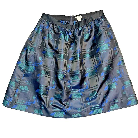 J.Crew Satin A-Line Above Knee High Waisted Skirt Pockets, Blue Size 10‎ Silky - Picture 1 of 8